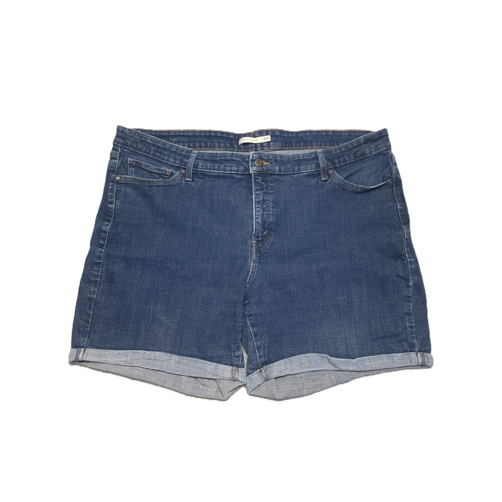 Levis Classic Jean Shorts Womens 24W Stretch Blue Denim Cuffed Hem